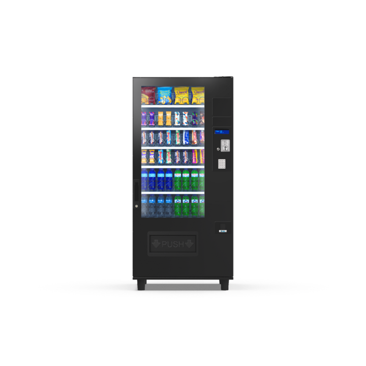 G-Snack BUDGET 8 Master, Frontansicht: Snackautomat mit Glasfront und Spiralfächern
