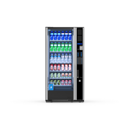 G-Drink Design 6 Vertical, Frontansicht: Getränkeautomat mit Glasfront für Dosen und Flaschen