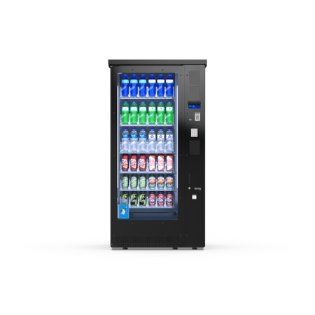 G-Drink Standard 6 Vertical Outdoor, Frontansicht: Getränkeautomat mit Glasfront für Dosen und Flaschen, wetterfest für den Außenbereich