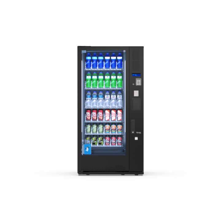 G-Drink Standard 6 Vertical, Frontansicht: Getränkeautomat mit Glasfront für Dosen und Flaschen