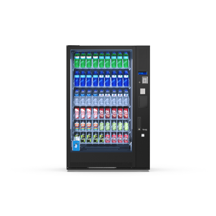 G-Drink Standard 9 Vertical, Frontansicht: Getränkeautomat mit Glasfront für Dosen und Flaschen