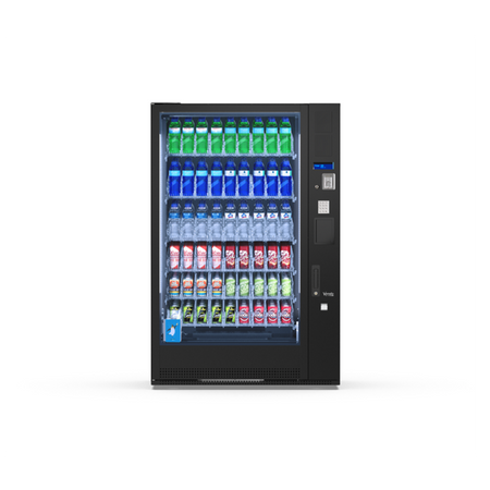 G-Drink Standard 9 Vertical, Frontansicht: Getränkeautomat mit Glasfront für Dosen und Flaschen