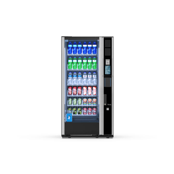 G-Drink Touch 6 Vertical, Frontansicht: Getränkeautomat mit Glasfront für Dosen und Flaschen