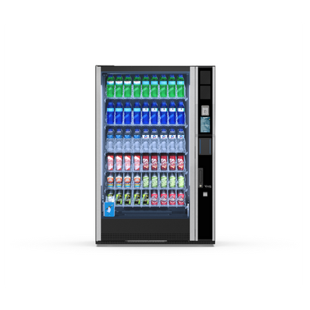 G-Drink Touch 9 Vertical, Frontansicht: Getränkeautomat mit Glasfront für Dosen und Flaschen