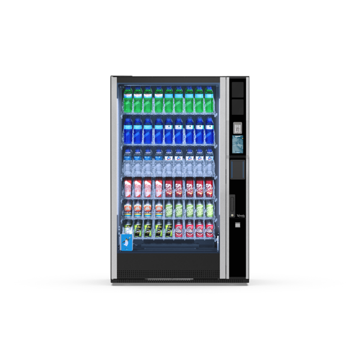 G-Drink Touch 9 Vertical, Frontansicht: Getränkeautomat mit Glasfront für Dosen und Flaschen