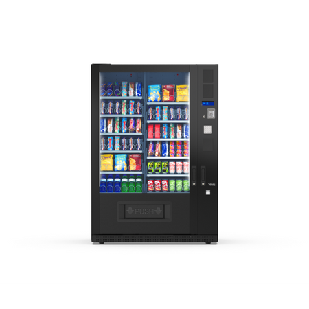 G-Snack Standard Twelve (XII) Master, Frontansicht: Snackautomat mit Glasfront und Spiralfächern