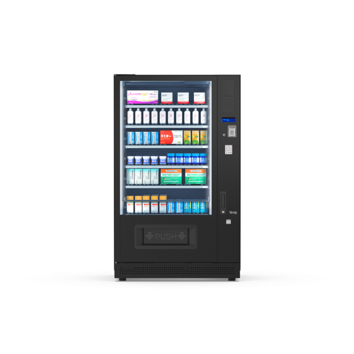 BACK LOADER MASTER 10, Frontansicht: Snackautomat mit Glasfront und Spiralfächern