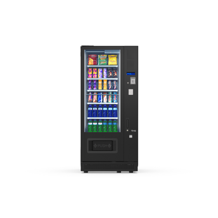 G-Snack Standard Six (VI) Master, Frontansicht: Snackautomat mit Glasfront und Spiralfächern
