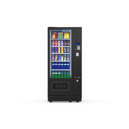 G-Snack Standard Six (VI) Master, Frontansicht: Snackautomat mit Glasfront und Spiralfächern