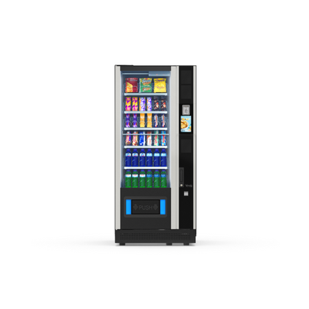 G-Snack Touch Six (VI) Master, Frontansicht: Snackautomat mit Glasfront und Spiralfächern