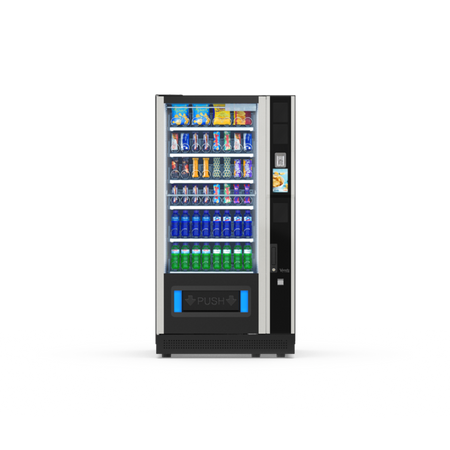 G-Snack Touch Eight (VIII) Master, Frontansicht: Snackautomat mit Glasfront und Spiralfächern