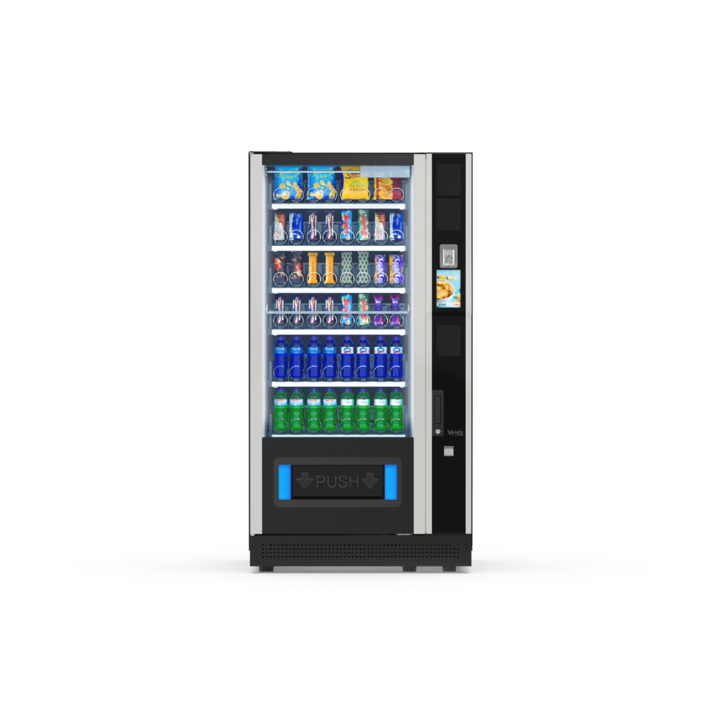 G-Snack Touch Eight (VIII) Master, Frontansicht: Snackautomat mit Glasfront und Spiralfächern