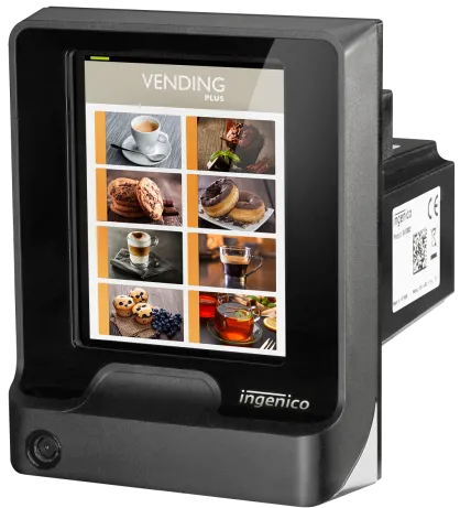 Kartenterminal Self 2000 von Ingenico, Frontansicht mit Display und Kontaktlos-Feld